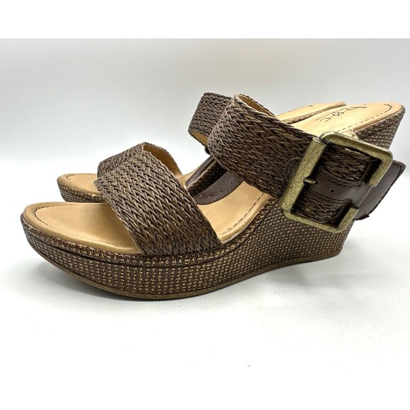 Born Concepts Womens Size 9 Woven Dual Strap Wedge Slip-On Sandals Tan/Brown - Picture 6 of 12